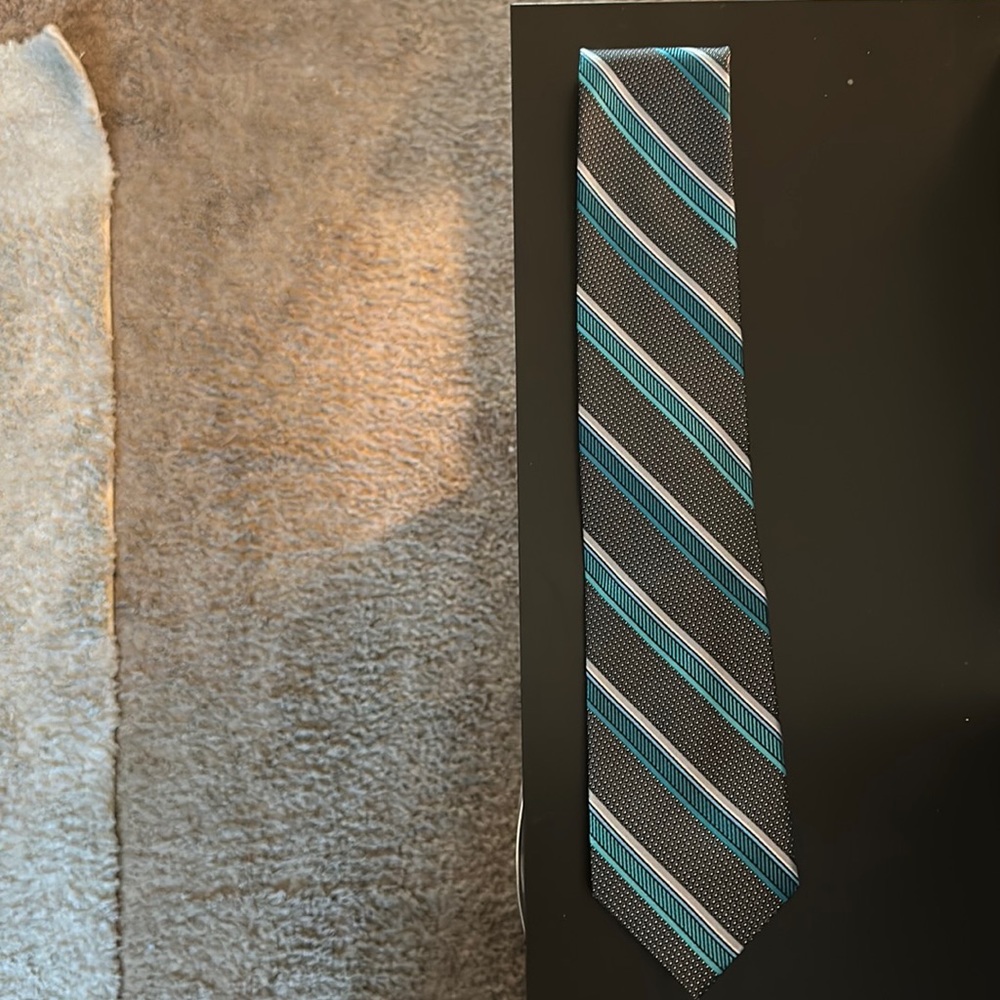 Printout uomo gray and teal neck tie